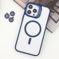 For iPhone 12 Pro Max MagSafe Acrylic Hybrid TPU Holder Phone Case with Lens film(Deep Blue)