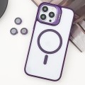 For iPhone 12 Pro MagSafe Acrylic Hybrid TPU Holder Phone Case with Lens film(Purple)