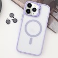 For iPhone 11 Pro Max MagSafe Acrylic Hybrid TPU Holder Phone Case with Lens film(Light Purple)