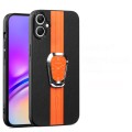 For Samsung Galaxy A05 Magnetic Litchi Leather Back Phone Case with Holder(Orange)