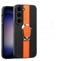 For Samsung Galaxy S23+ 5G Magnetic Litchi Leather Back Phone Case with Holder(Orange)
