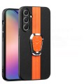 For Samsung Galaxy A15  Magnetic Litchi Leather Back Phone Case with Holder(Orange)