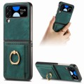 For Samsung Galaxy Z Flip 4 Retro Skin-feel Ring Card Bag Phone Case(Green)