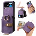 For Samsung Galaxy Z Flip4 Retro Skin-feel Ring Zipper Wallet Phone Case(Purple)