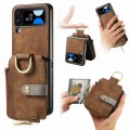 For Samsung Galaxy Z Flip4 Retro Skin-feel Ring Zipper Wallet Phone Case(Brown)