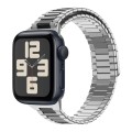 For Apple Watch SE 2023 44mm Bamboo Magnetic Stainless Steel Metal Watch Strap(Silver Black)