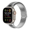 For Apple Watch Ultra 2 49mm Bamboo Magnetic Stainless Steel Metal Watch Strap(Silver Black)