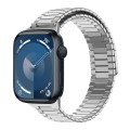 For Apple Watch Series 9 45mm Bamboo Magnetic Stainless Steel Metal Watch Strap(Silver)