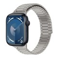 For Apple Watch Series 9 45mm Bamboo Magnetic Stainless Steel Metal Watch Strap(Titanium Color)