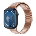 For Apple Watch Series 9 45mm Bamboo Magnetic Stainless Steel Metal Watch Strap(Rose Gold)