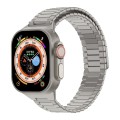 For Apple Watch Ultra 49mm  Bamboo Magnetic Stainless Steel Metal Watch Strap(Titanium Color)