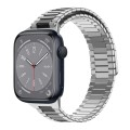 For Apple Watch Series 8 41mm Bamboo Magnetic Stainless Steel Metal Watch Strap(Silver Black)