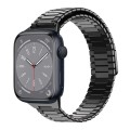For Apple Watch Series 8 45mm Bamboo Magnetic Stainless Steel Metal Watch Strap(Black)