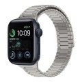 For Apple Watch SE 2022 44mm Bamboo Magnetic Stainless Steel Metal Watch Strap(Titanium Color)