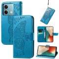 For Xiaomi Redmi Note 13  5G Butterfly Love Flower Embossed Leather Phone Case(Blue)
