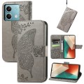For Xiaomi Redmi Note 13  5G Butterfly Love Flower Embossed Leather Phone Case(Gray)