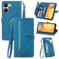 For Xiaomi Redmi 13C Embossed Flower Zipper Leather Phone Case(Blue)