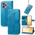 For Blackview Shark 8 Butterfly Love Flower Embossed Leather Phone Case(Blue)