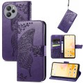 For Blackview Shark 8 Butterfly Love Flower Embossed Leather Phone Case(Dark Purple)