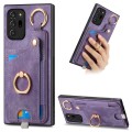 For Samsung Galaxy Note20 Ultra Retro Skin-feel Ring Card Bag Phone Case with Hang Loop(Purple)