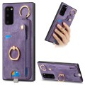 For Samsung Galaxy S20 Retro Skin-feel Ring Card Bag Phone Case with Hang Loop(Purple)
