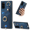 For Samsung Galaxy S20+ Retro Skin-feel Ring Card Bag Phone Case with Hang Loop(Blue)