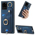 For Samsung Galaxy S20 Ultra Retro Skin-feel Ring Card Bag Phone Case with Hang Loop(Blue)
