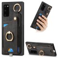 For Samsung Galaxy Note20 Retro Skin-feel Ring Card Bag Phone Case with Hang Loop(Black)