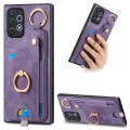 For Samsung Galaxy A13 4G Retro Skin-feel Ring Card Bag Phone Case with Hang Loop(Purple)