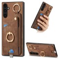 For Samsung Galaxy A13 5G/A04s Retro Skin-feel Ring Card Bag Phone Case with Hang Loop(Brown)
