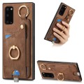For Samsung Galaxy A21s Retro Skin-feel Ring Card Bag Phone Case with Hang Loop(Brown)
