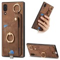For Samsung Galaxy A30/A20/M10s Retro Skin-feel Ring Card Bag Phone Case with Hang Loop(Brown)