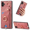 For Samsung Galaxy A04e Retro Skin-feel Ring Card Bag Phone Case with Hang Loop(Pink)