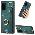 For Samsung Galaxy A41 Retro Skin-feel Ring Card Bag Phone Case with Hang Loop(Green)