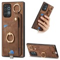 For Samsung Galaxy A72 5G Retro Skin-feel Ring Card Bag Phone Case with Hang Loop(Brown)