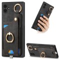 For Samsung Galaxy A05 Retro Skin-feel Ring Card Bag Phone Case with Hang Loop(Black)