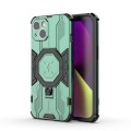 For iPhone 14 Plus MagSafe Supersonic Armor Holder PC Hybrid TPU Phone Case(Green)