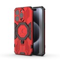 For iPhone 15 Pro MagSafe Supersonic Armor Holder PC Hybrid TPU Phone Case(Red)