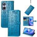 For Blackview A200 Pro Cat and Dog Embossed Leather Phone Case(Blue)