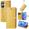 For Blackview A200 Pro Cat and Dog Embossed Leather Phone Case(Yellow)