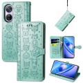 For Blackview A200 Pro Cat and Dog Embossed Leather Phone Case(Green)