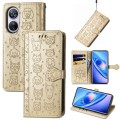 For Blackview A200 Pro Cat and Dog Embossed Leather Phone Case(Gold)