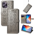 For Blackview A96 Cat and Dog Embossed Leather Phone Case(Grey)
