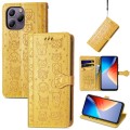 For Blackview A96 Cat and Dog Embossed Leather Phone Case(Yellow)