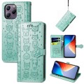 For Blackview A96 Cat and Dog Embossed Leather Phone Case(Green)