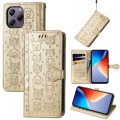 For Blackview A96 Cat and Dog Embossed Leather Phone Case(Gold)