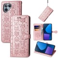 For Fairphone 5 Cat and Dog Embossed Leather Phone Case(Rose Gold)