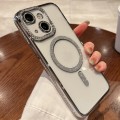 For iPhone 14 Diamond Gradient Plated MagSafe TPU Phone Case(Silver)