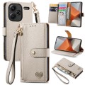 For Xiaomi Redmi Note 13 Pro+ Love Zipper Lanyard Leather Phone Case(White)