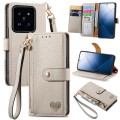 For Xiaomi 14 Love Zipper Lanyard Leather Phone Case(White)